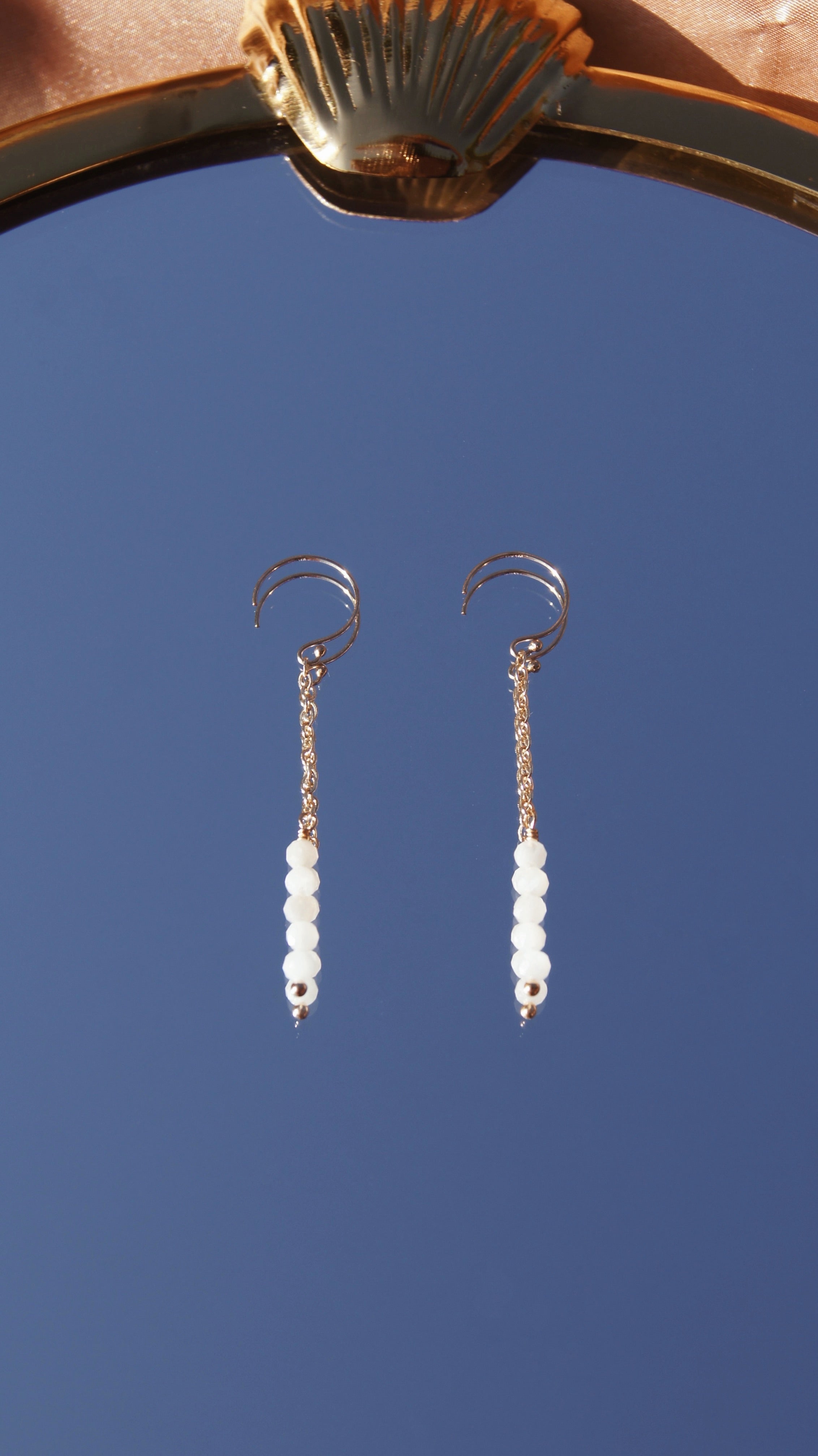 Mini moonstone dangle earrings